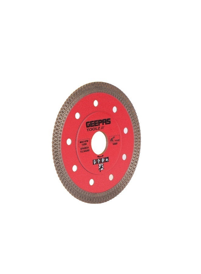 GEEPAS Dry Tile Cutting Blade 115mm Mesh Turbo Diamond Blade | 13200 RPM Max Speed, Precision Dry Cutting for Ceramic, Porcelain & Tiles | GPA59534 - Image 2