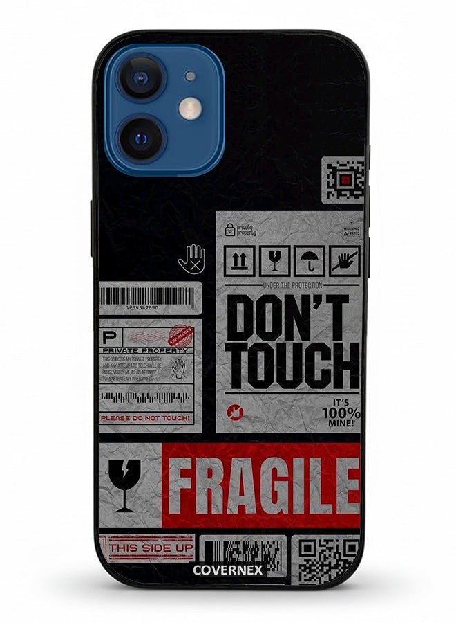 Covernex Apple iPhone 12 Mini Protective Case Cover Printed Featuring Fragile Warning Label Collage - Image 2