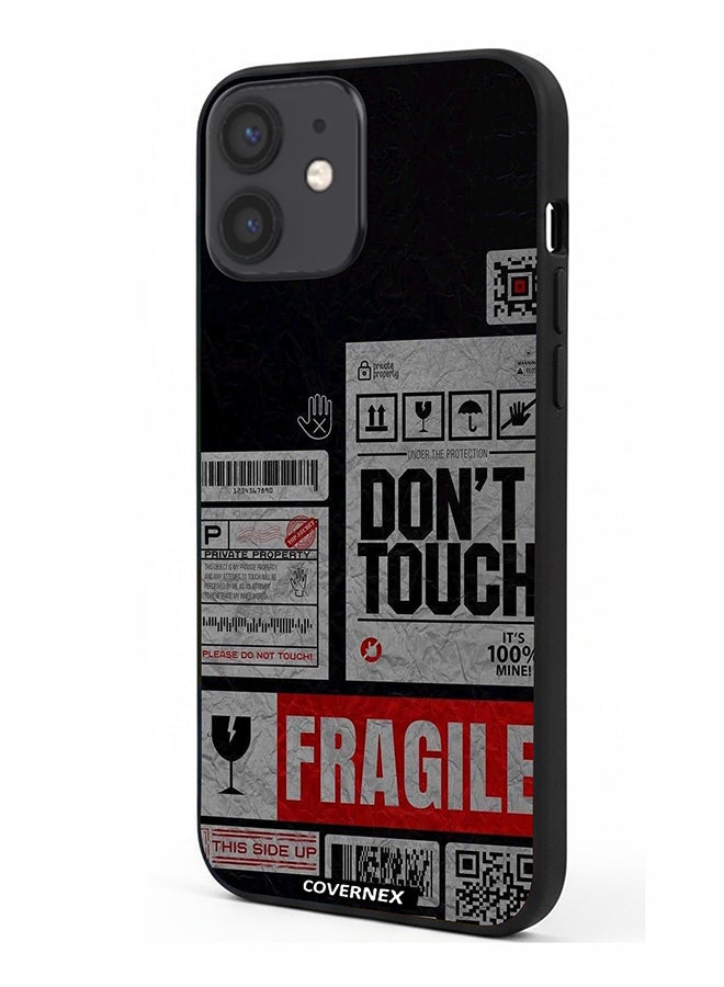 Covernex Apple iPhone 12 Mini Protective Case Cover Printed Featuring Fragile Warning Label Collage - Image 1