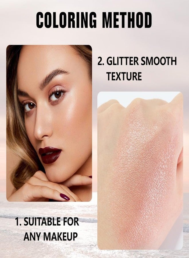 evpct Champagne Shimmer Single Eye shadow Palette Makeup for Older Women, Glitter Sparkly Cream Eye Shadow Palette Brightener Makeup for Older Women, High Pigment Waterproof Monochrome Mini Eyeshadow - Image 4