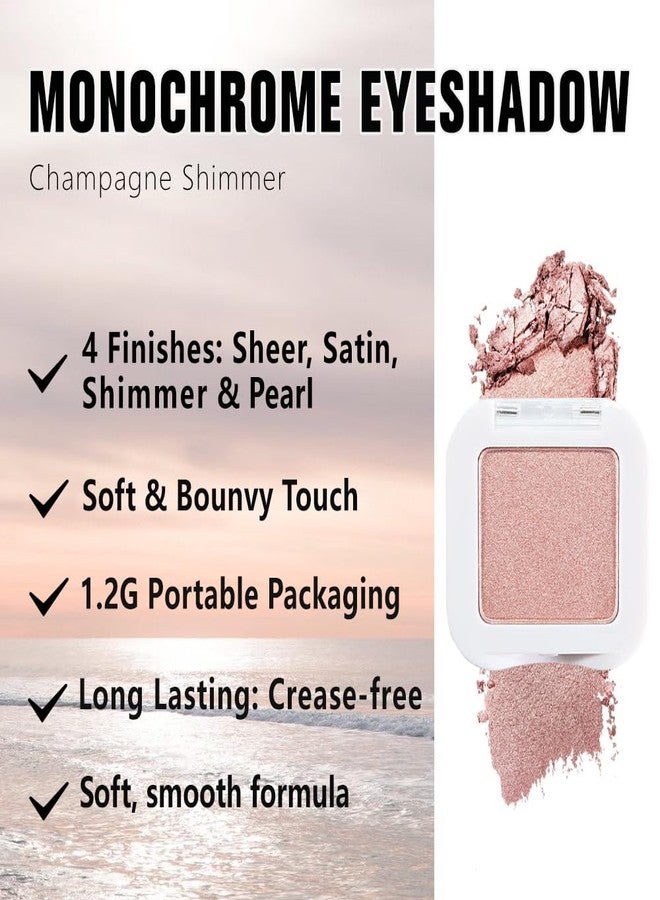 evpct Champagne Shimmer Single Eye shadow Palette Makeup for Older Women, Glitter Sparkly Cream Eye Shadow Palette Brightener Makeup for Older Women, High Pigment Waterproof Monochrome Mini Eyeshadow - Image 3