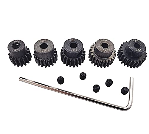 HOPLEX 48P Pinion Gear Set Hardened Metal 16T 18T 20T 22T 24T with Screwdriver for 3175mm Shaft 110 RC Brushless Brush Motor - Image 1