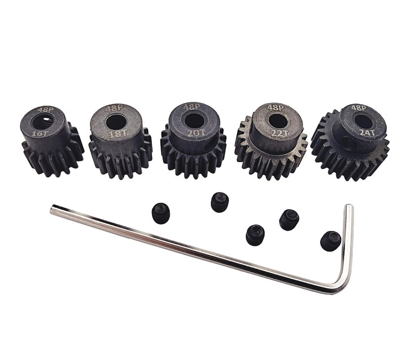 HOPLEX 48P Pinion Gear Set Hardened Metal 16T 18T 20T 22T 24T with Screwdriver for 3175mm Shaft 110 RC Brushless Brush Motor - Image 2