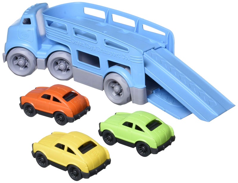 Green Toys Car Carrier, Blue CB - Pretend Play, Motor Skills, Kids Toy Vehicles. No BPA, phthalates, PVC. Dishwasher Safe, Recycled Plastic, Made in USA. - Image 2