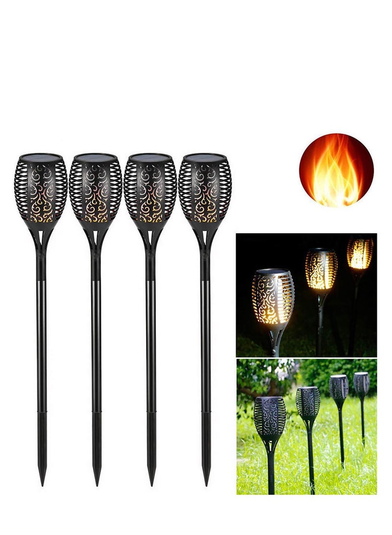 4-Pieces Solar Torch Lights With Flickering Flame Fire Effect Garden Light Auto On OR Off Dust To Dawn Outdoor Waterproof Landscape Decoration Solar Powered Security Torch Light - Image 1
