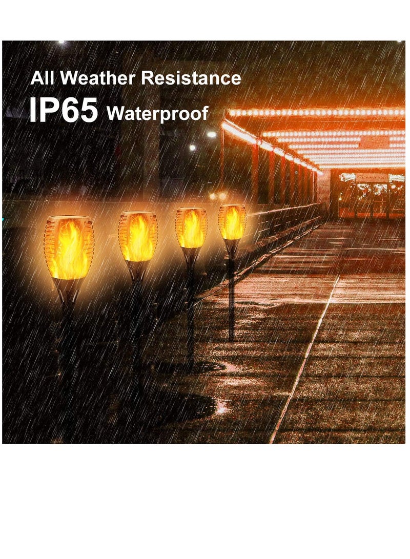 4-Pieces Solar Torch Lights With Flickering Flame Fire Effect Garden Light Auto On OR Off Dust To Dawn Outdoor Waterproof Landscape Decoration Solar Powered Security Torch Light - Image 3