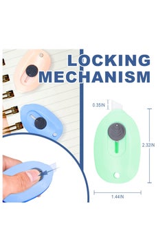SYOSI Mini Ceramic Box Cutter, 3pcs Safety Package Box Opener, Retractable Utility Knife Ceramic Blades with Keychain Hole (Pink Green Blue)  - Image 4