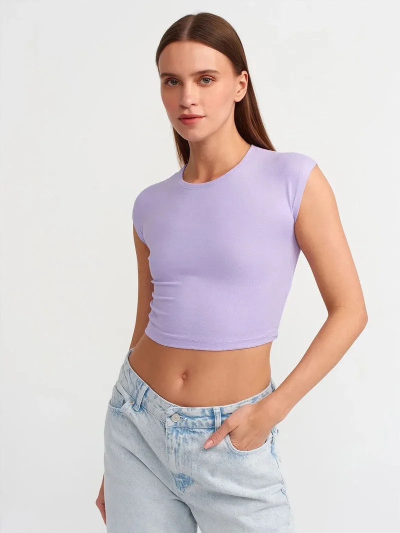 ديلفين Dilvin Slim Fit Crop Jersey Blouse