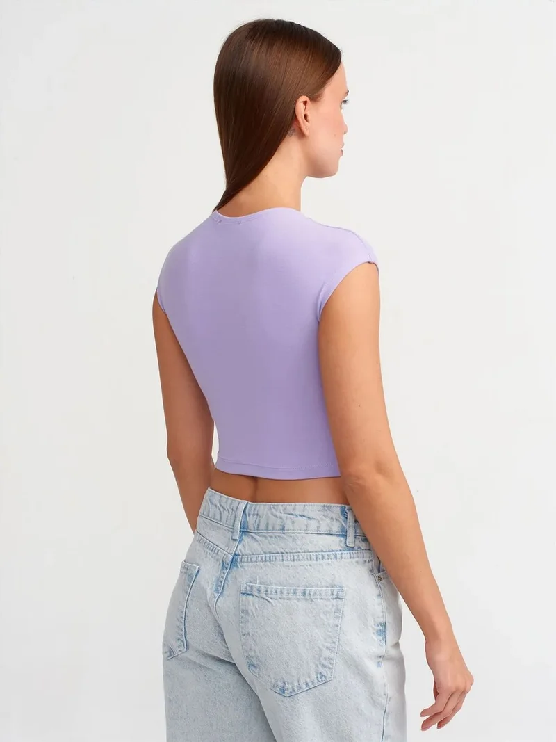 ديلفين Dilvin Slim Fit Crop Jersey Blouse
