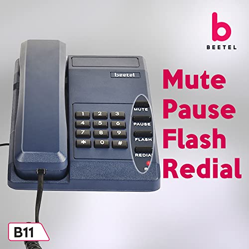 Beetel B11 Corded Landline Phone, Ringer Volume Control, LED for Ring Indication, Wall/Desk Mountable, Classic Design, Clear Call Quality, Mute/Pause/Flash/Redial Function (Made in India)(Blue)(B11) - Image 4