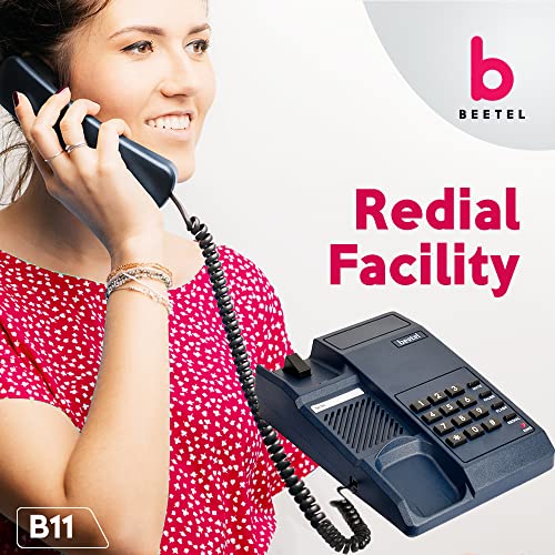 Beetel B11 Corded Landline Phone, Ringer Volume Control, LED for Ring Indication, Wall/Desk Mountable, Classic Design, Clear Call Quality, Mute/Pause/Flash/Redial Function (Made in India)(Blue)(B11) - Image 3