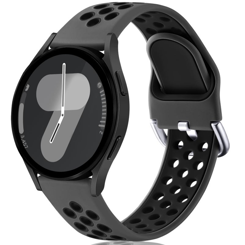 Lerobo for Galaxy Watch 7 Band Compatible with Samsung Galaxy Watch 6 5 4 Band 40mm 44mm/Galaxy Watch 6 Classic 47mm 43mm/Watch 4 Classic/Watch 5 Pro 45mm, 20mm Soft Silicone Sport Band for Men,Black - Image 1