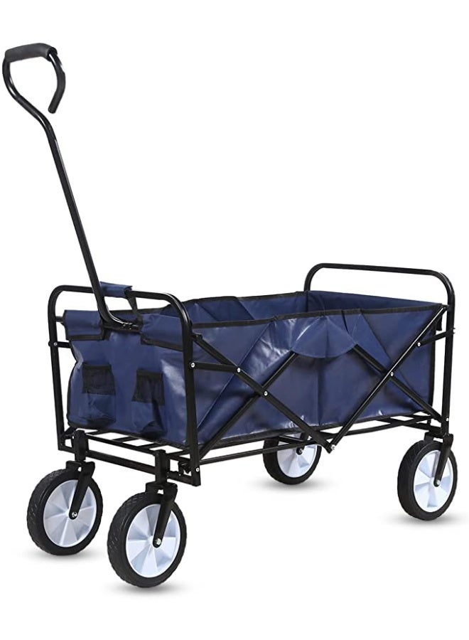 Generic Heavy Duty Garden Cart Wagon Foldable Outdoor Trolley Transport Blue 85 x 48 x 26 centimeters Blue  - Image 1