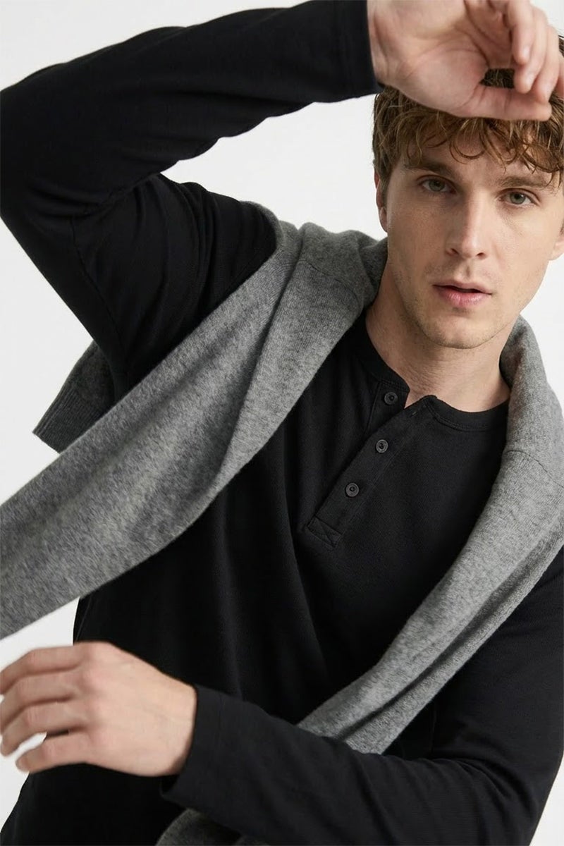 SNITCH Black Solid Long Sleeve Regular Fit T-Shirt - Image 3