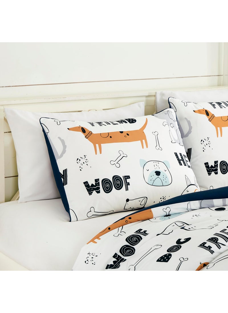 Chezmoi Collection Chezmoi Collection 4-Piece Cartoon Dogs Kids Bedding Set Full/Queen Size - Black White Brown Gray Soft Microfiber Comforter Set w/Dog Throw Pillow for Kids Teens  - Image 3