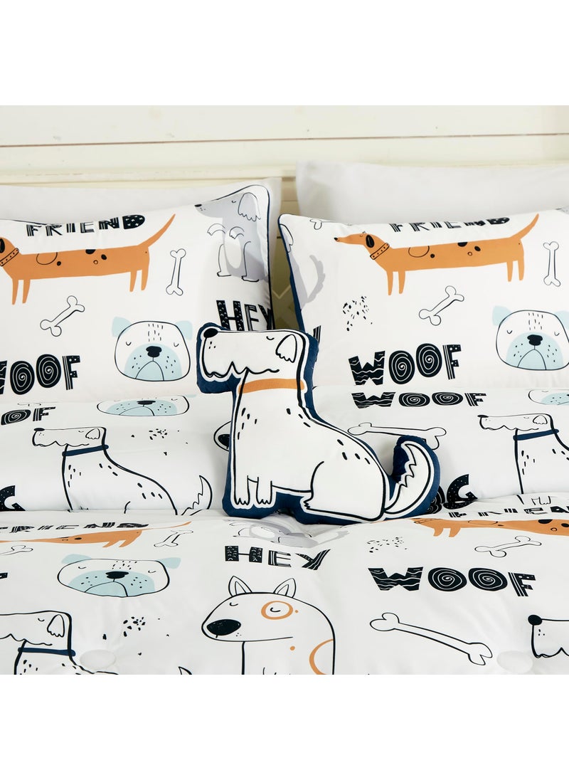 Chezmoi Collection Chezmoi Collection 4-Piece Cartoon Dogs Kids Bedding Set Full/Queen Size - Black White Brown Gray Soft Microfiber Comforter Set w/Dog Throw Pillow for Kids Teens  - Image 4