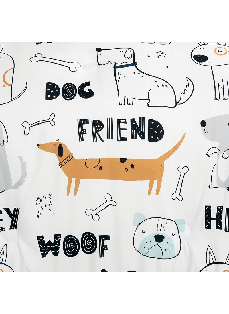 Chezmoi Collection Chezmoi Collection 4-Piece Cartoon Dogs Kids Bedding Set Full/Queen Size - Black White Brown Gray Soft Microfiber Comforter Set w/Dog Throw Pillow for Kids Teens  - Image 5