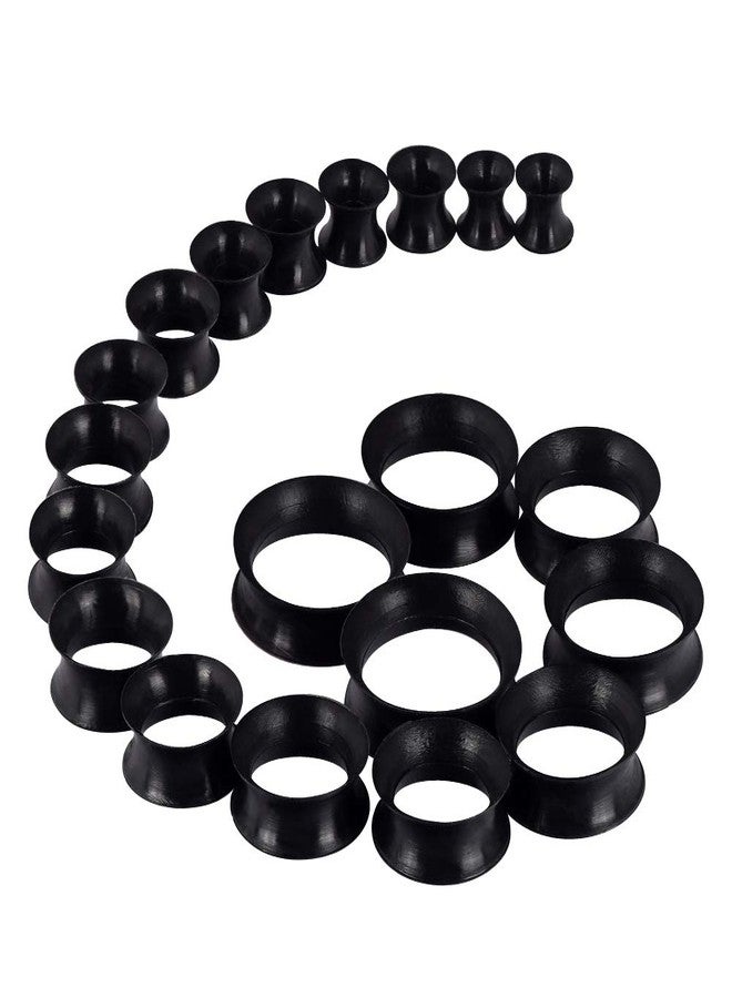 Oyaface 20pcs Plugs Kit 2g-1" Silicone Ear Skin Gauges Hard Ear Expander Tunnels Stretching Set (thin-black) - Image 1