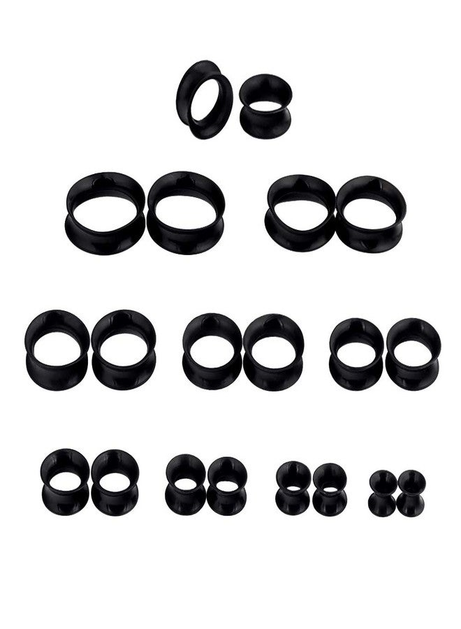 Oyaface 20pcs Plugs Kit 2g-1" Silicone Ear Skin Gauges Hard Ear Expander Tunnels Stretching Set (thin-black) - Image 2