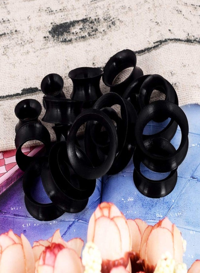 Oyaface 20pcs Plugs Kit 2g-1" Silicone Ear Skin Gauges Hard Ear Expander Tunnels Stretching Set (thin-black) - Image 5