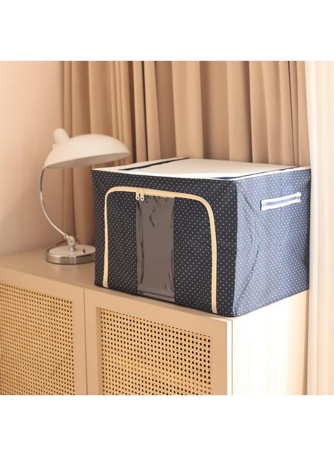 Nestify Storage Box For Clothes 66 Liter Large Foldable Steel Frame Clothes Organiser For Wardrobe Cloth Storage Organizer For Clothes Storage Bag For Saree,Shirt,Toys (Pack Of 3)-Non-Woven,Blue - Image 3
