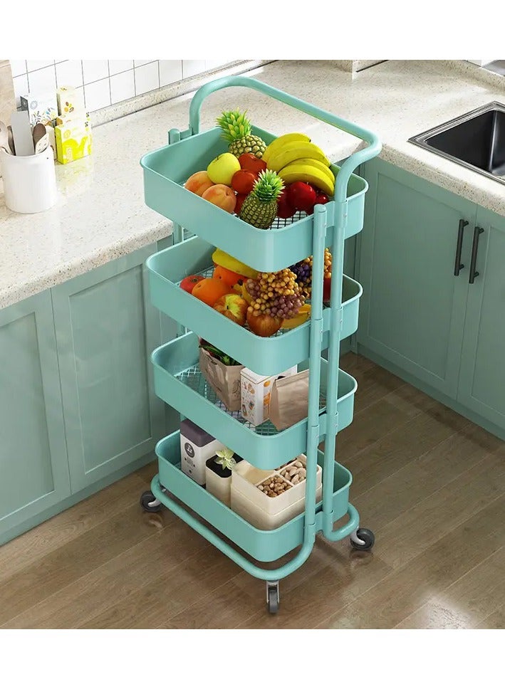 DubaiGallery Storage Trolley Rolling Cart Utility Cart 4 Tier Kitchen Storage Cart With Wheels Trolley Bathroom Storage Organization Cart Storage Shelves Rolling Cart Kitchen Storage Cart Rolling Storage Cart  - Image 4