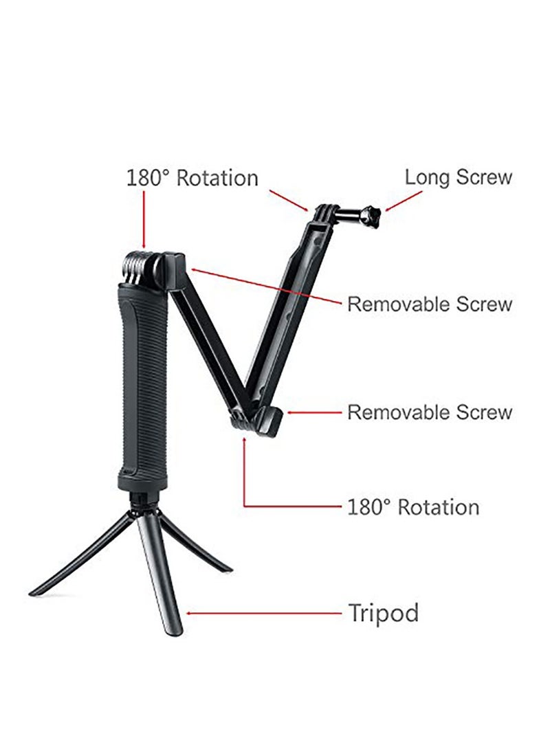 3 Way Tripod for Go Pro Hero 10/9/8/7/6/5/4/3/2/1 Series and other Action Cameras, Detachable Extendable Selfie Stick Pole with Hand Grip Stand - Image 3