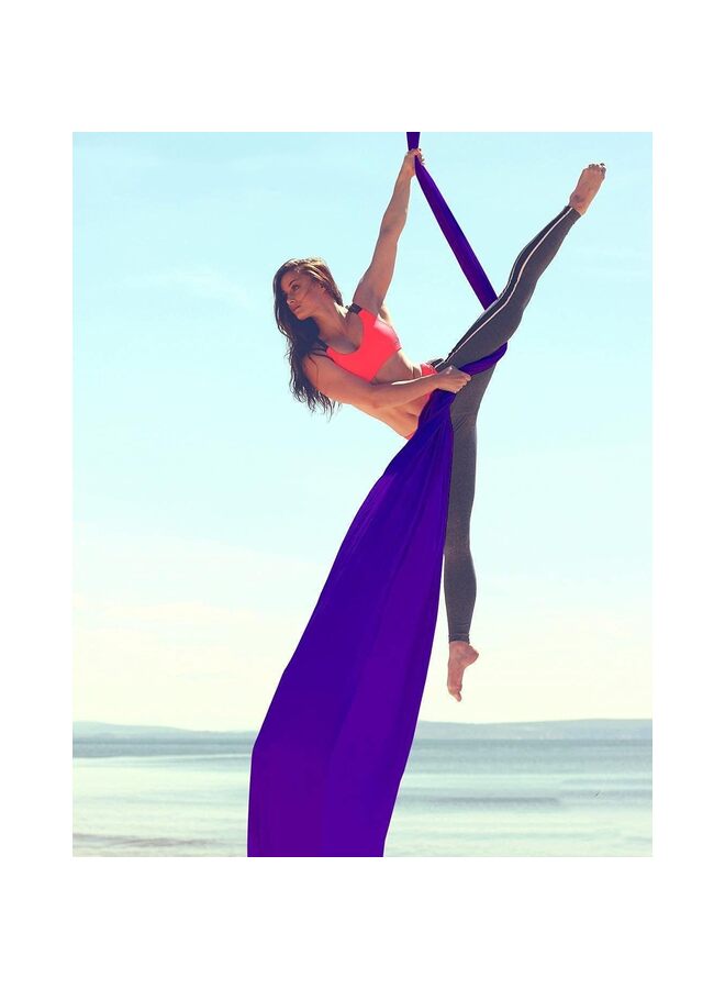 Aerial Silks + Yoga Hammock (Professional Grade) Includes Premium Aerial Nylon Tricot Fabric Silks, Full Rigging Hardware and Easy Set-up Guide(PURPLE) - Image 3