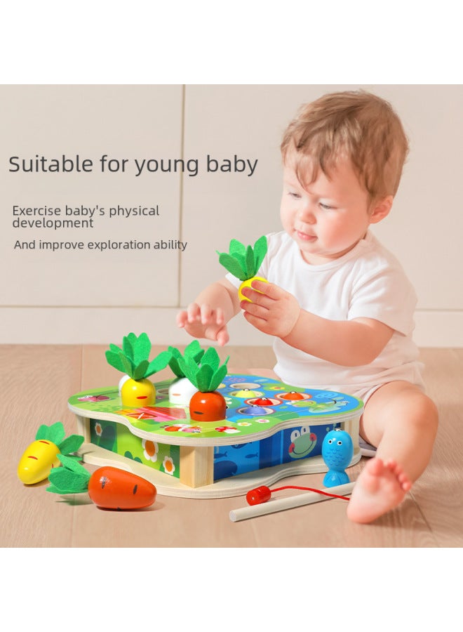 Cpc Children's Wooden Fishing Catching Insects Fruit Shape Pairing Pulling Radish Disassembly And Assembly Intelligence Car Educational Toys - Image 4