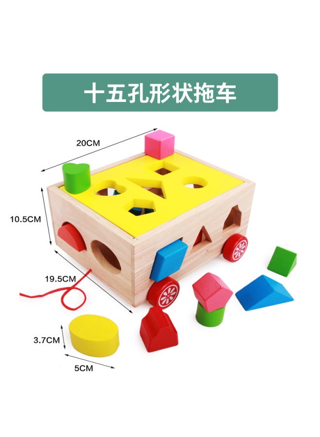Cpc Children's Wooden Fishing Catching Insects Fruit Shape Pairing Pulling Radish Disassembly And Assembly Intelligence Car Educational Toys - Image 1