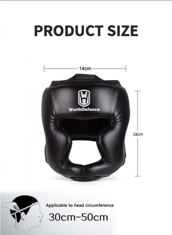 Boxing Headgear for Adults Kids, Safety Head Guard,Brace Head Protection,PU Leather Boxing Helmet for Traning Kickboxing MMA Muay Thai Sparring Martial Arts Karate Taekwondo（S） - Image 3