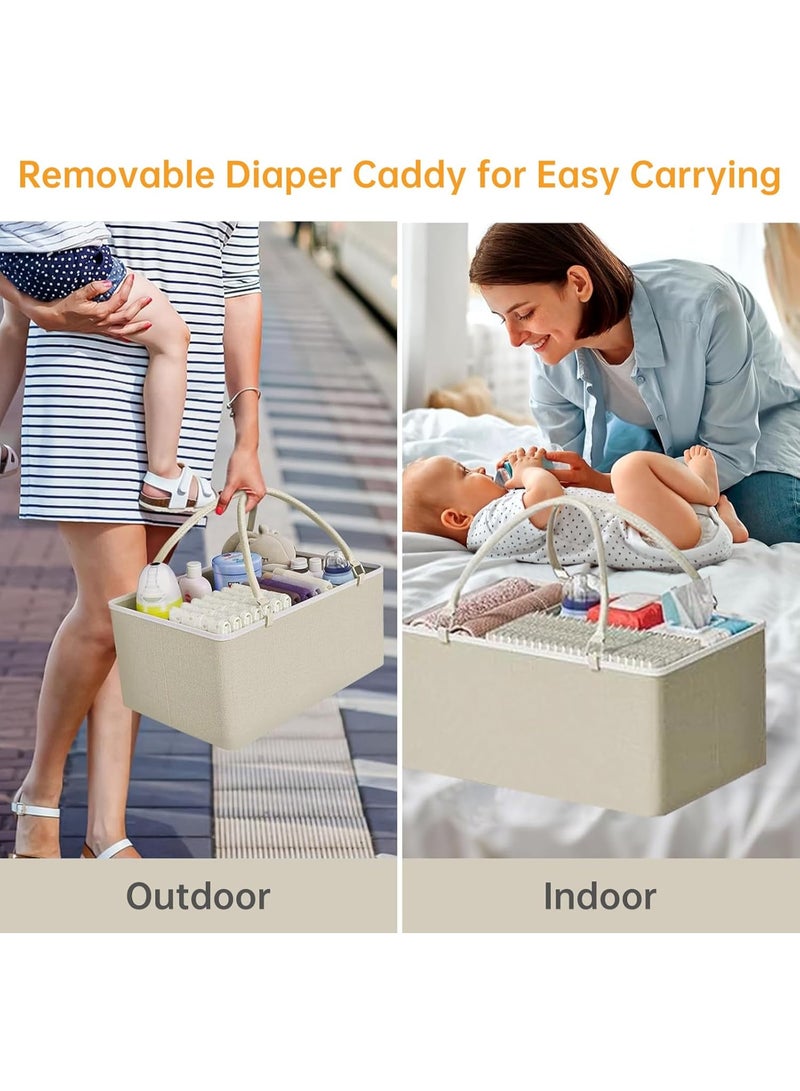 Forthcan 3-Tier Baby Organizer Cart with Wheels, Nursery Storage Trolley with 3 Drawers, Shelves, Portable Basket & Side Bag, Multi-Purpose Storage for Bedroom or Baby Room, White, 82x29x85 cm - Image 4