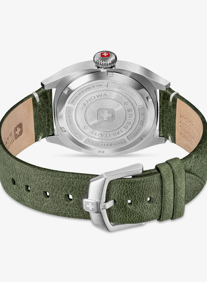 Swiss Military Hanowa Olive Green Condor Olive Genuine Leather Strap Analog Watch for Men, 41mm, 10 ATM for Men | Best Price UAE