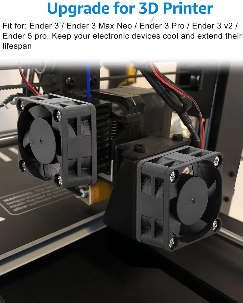 GDSTIME 2-Pack 40mm Fan 24V, Ender 3 Fan Upgrade 24 Volt Fans 4020 Dual Ball Bearing, Brushless Cooling Cooler 40x40x20mm 2 Pin - Image 2