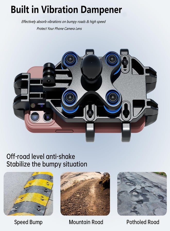 Kewig Motorcycle Phone Mount with Vibration Dampener, Anti-Shake Handlebar Cellphone Cradle with Aluminum Alloy Mount Base, Bike Phone Holder for Motorcycle Scooter ATV Fit 5.4-7.2" Smartphone - Image 2