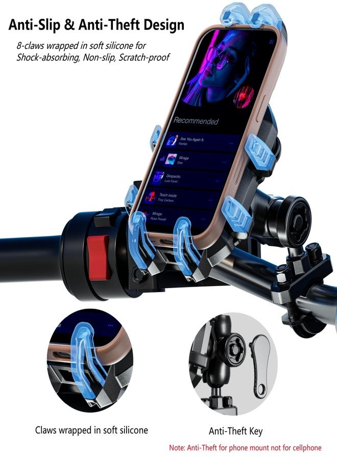 Kewig Motorcycle Phone Mount with Vibration Dampener, Anti-Shake Handlebar Cellphone Cradle with Aluminum Alloy Mount Base, Bike Phone Holder for Motorcycle Scooter ATV Fit 5.4-7.2" Smartphone - Image 3