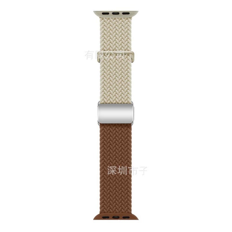 سوار ساعة ذكية باللون بني قابل للتعديل سوار نايلون حلقي متوافق مع Apple Watch 38/40/41/42/44/45/49mm بملاءمة قابلة للتعديل وحزام بديل - Image 1