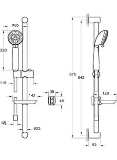Vitra Compact A45695 Ekm 3f Sliding Hand Shower Set, Chrome  - Image 2