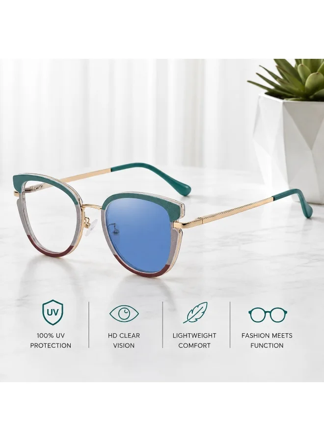 THUGFIT Photochromic Photogrey Cat Eye CP Arms Anti Blue Light Blocking Eyeglasses Optical Frame Eye Glasses for Women