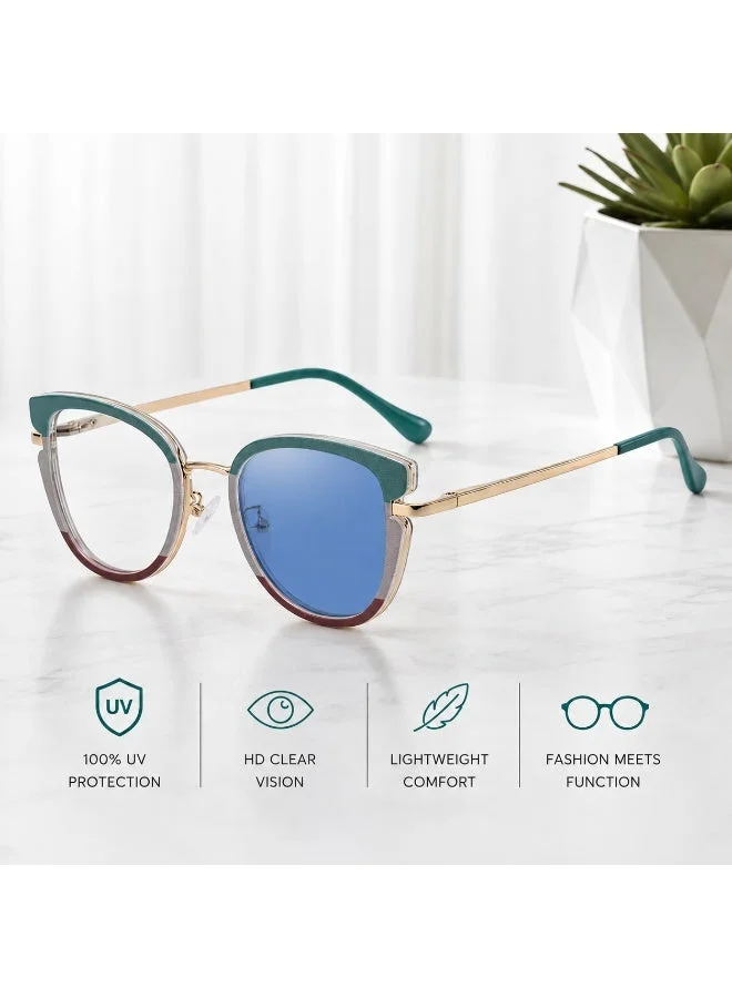 THUGFIT Photochromic Photogrey Cat Eye CP Arms Anti Blue Light Blocking Eyeglasses Optical Frame Eye Glasses for Women