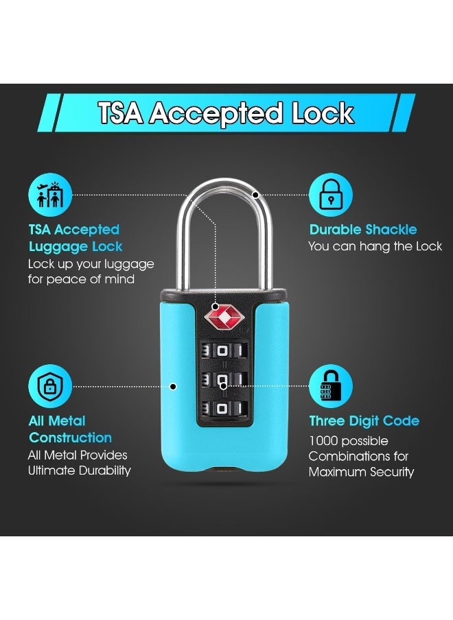 Biella TSA-Approved Travel Luggage Lock 3-Digit Combination, Durable, Easy-Reset, Keyless Security for Bags, Backpacks, Gym Lockers & Duffles  - Image 3