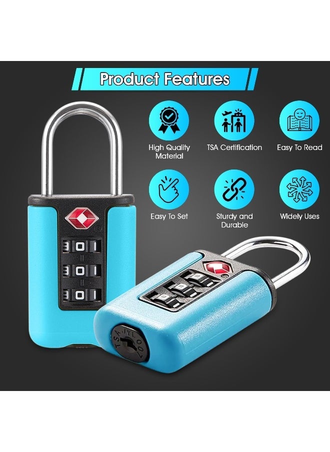 Biella TSA-Approved Travel Luggage Lock 3-Digit Combination, Durable, Easy-Reset, Keyless Security for Bags, Backpacks, Gym Lockers & Duffles  - Image 4