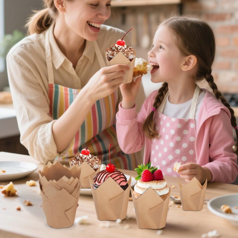 300 Food Safe Greaseproof Baking Paper Cups Jumbo Cupcake Liners High Temperature Muffin Cake Liners - Image 3