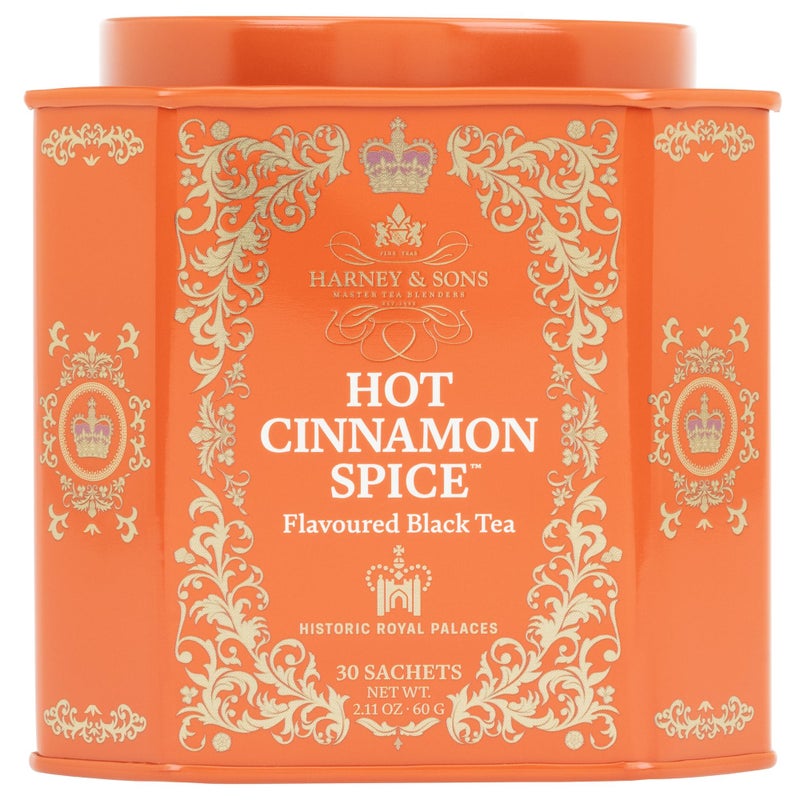 Harney & Sons Hot Cinnamon Spice Tea Tin - Black Tea with Orange & Sweet Clove - 2.67 Ounces, 30 Sachets - Image 1