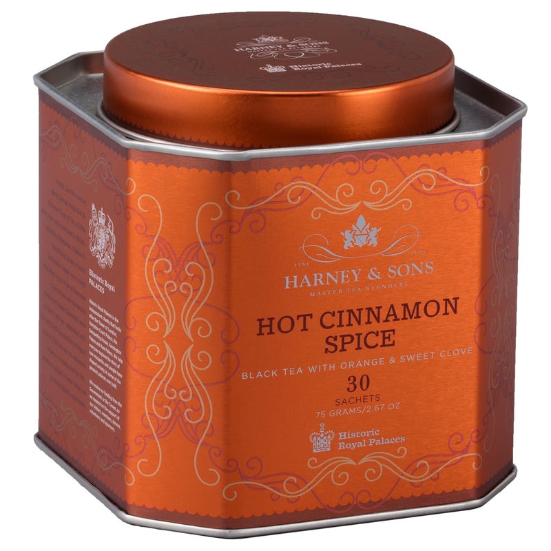 Harney & Sons Hot Cinnamon Spice Tea Tin - Black Tea with Orange & Sweet Clove - 2.67 Ounces, 30 Sachets - Image 3