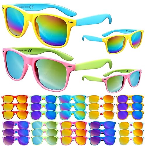 FANELEQU 36 Pack 12 Colors Neon Sunglasses with UV400 Protection in Bulk 80s Retro Style Party FavorsPerfect for BirthdayBeach PoolSummer Party Goody Bag Fillersfor Boys Girls Teens Adults - Image 1