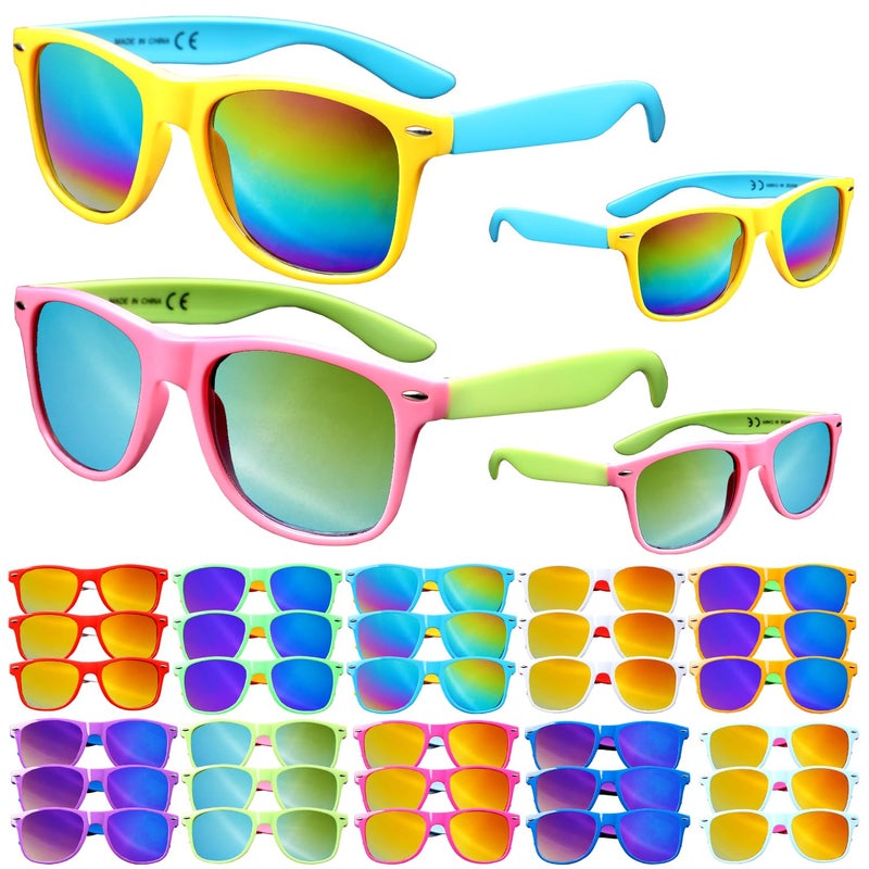 FANELEQU 36 Pack 12 Colors Neon Sunglasses with UV400 Protection in Bulk 80s Retro Style Party FavorsPerfect for BirthdayBeach PoolSummer Party Goody Bag Fillersfor Boys Girls Teens Adults - Image 2