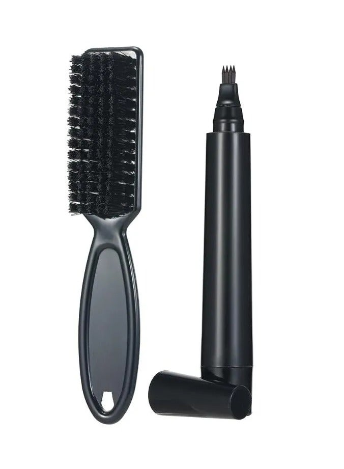 ماركة غير محددة Beard and Hair Definer Pen Beard Definer Brush for Shaping and Coloring Black  - Image 2