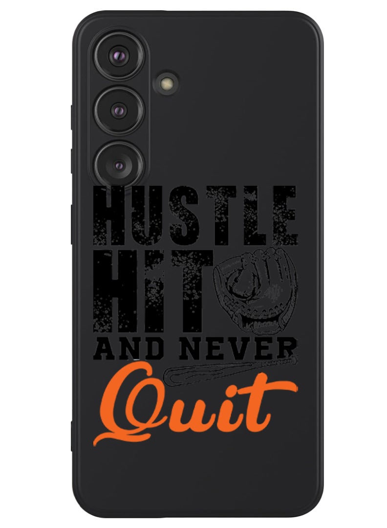 Theodor Protective Slim Fit Case Liquid Silicone Cover with Full Body Protection Anti-Scratch Shockproof Case For Samsung Galaxy S24 Plus (Black) - Hustle hit and never quit black - Image 1