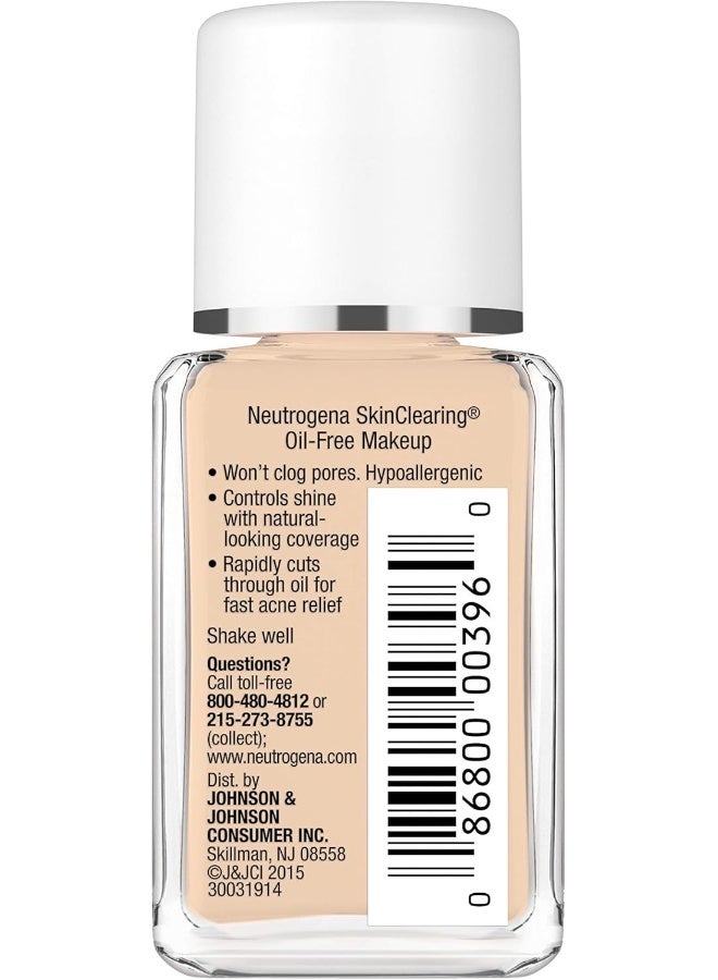 Neutrogena Skinclearing Oil-Free Acne And Blemish Fighting Liquid Foundation With Salicylic Acid Acne Medicine, Shine Controlling, For Acne Prone Skin, 30 Buff, 1 Fl. Oz - Image 1